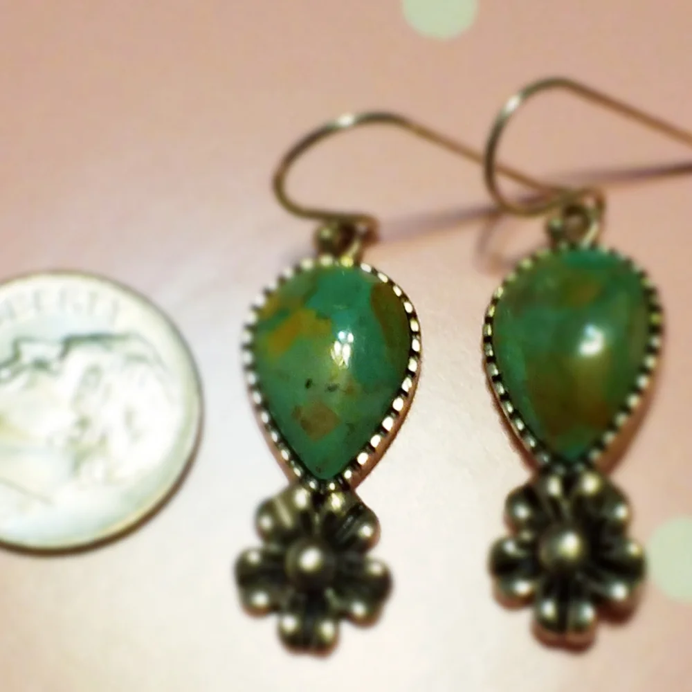 Studio Barse Turquoise and Silver Floral Earrings - Picture 1 of 2